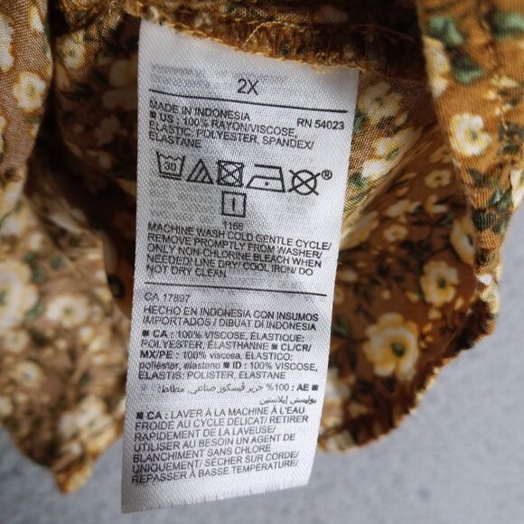 Old Navy Tank Top Women's 2X Floral Cottagecore Crop Brown Cream Summer Feminine - Picture 10 of 12